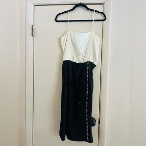 VTG 70s Whimsygoth Dark Feminine Disco Union Made gold detail slip Dress M/L